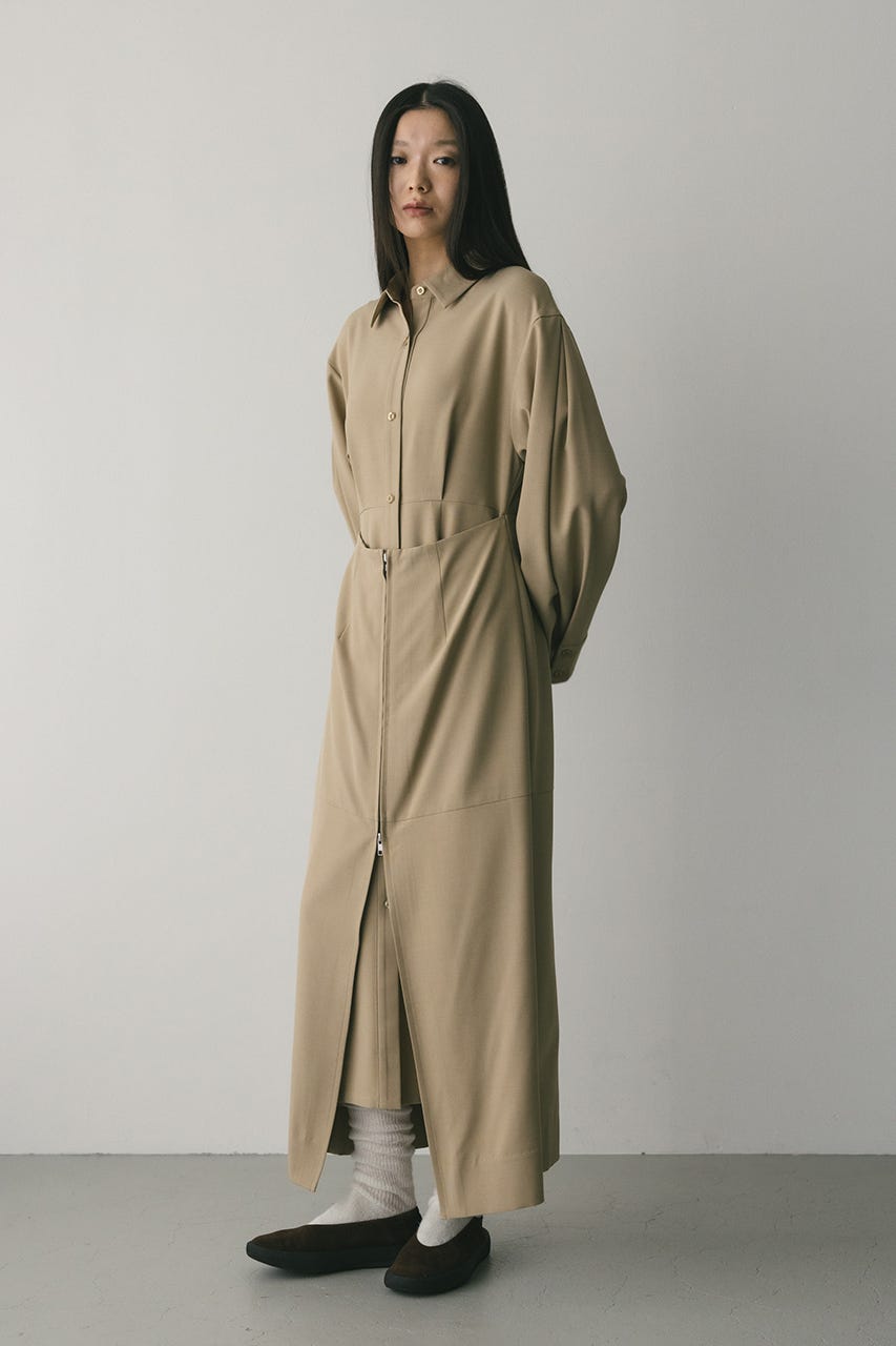 レイヤードシャツワンピース BEG M