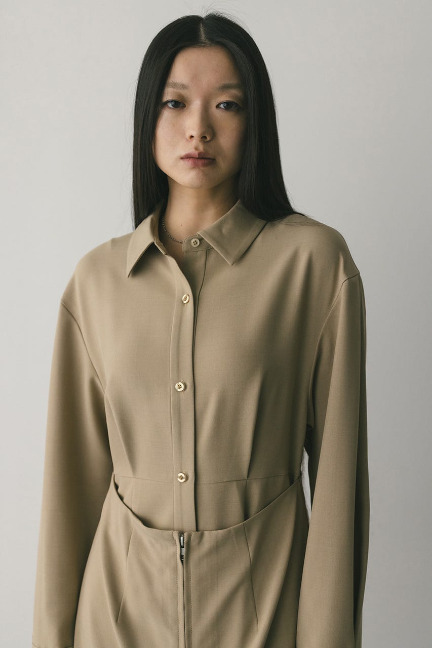 レイヤードシャツワンピース BEG M