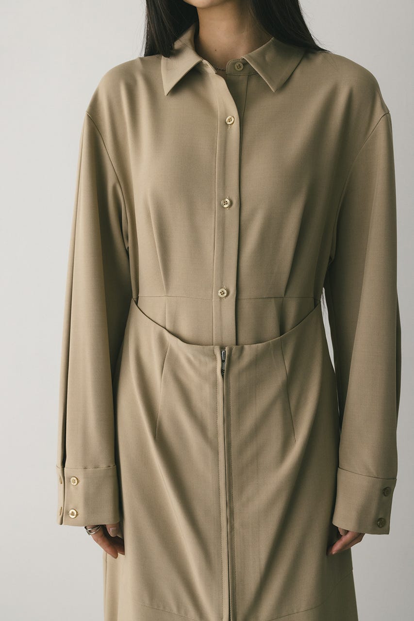 レイヤードシャツワンピース BEG M