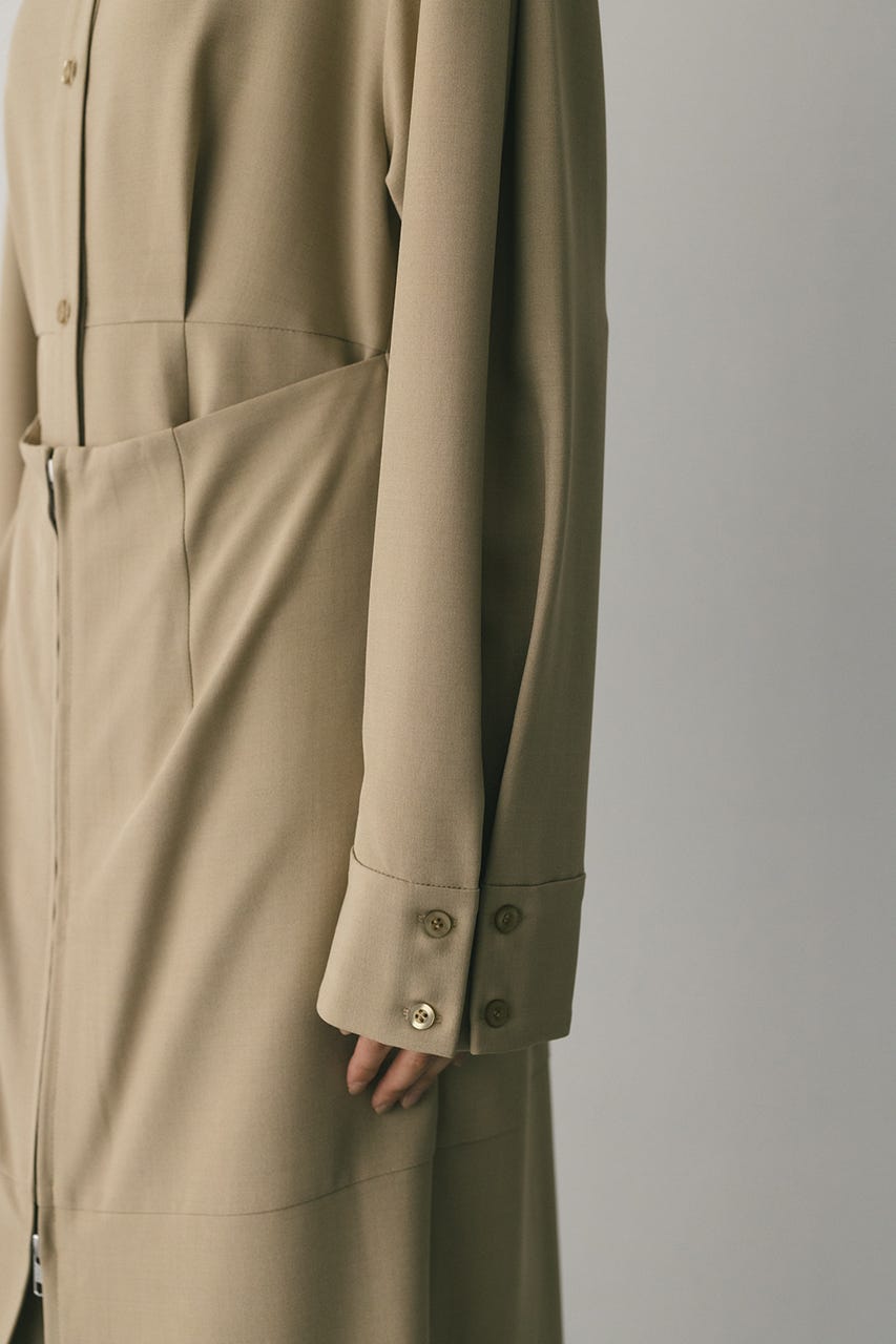 レイヤードシャツワンピース BEG M