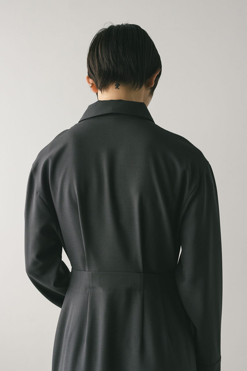 レイヤードシャツワンピース GRY S