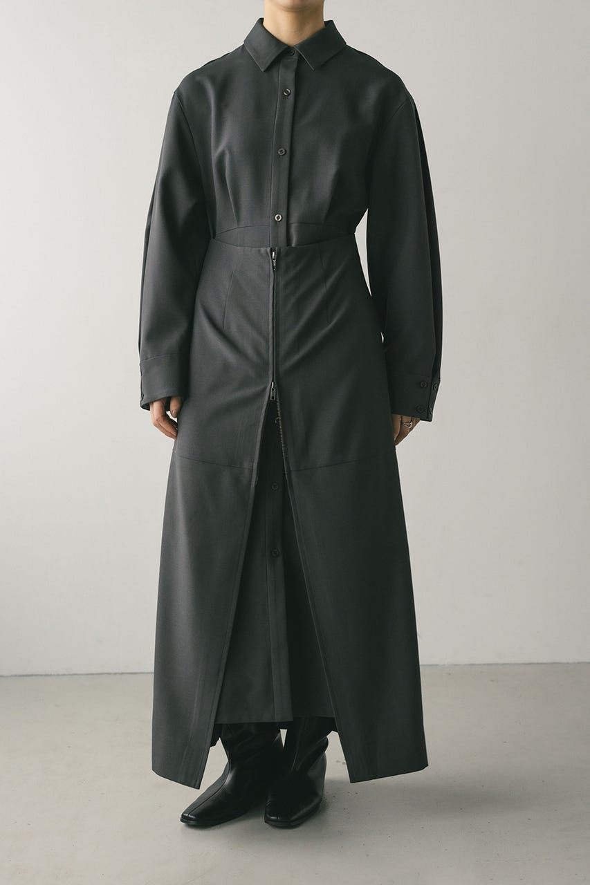 レイヤードシャツワンピース GRY S