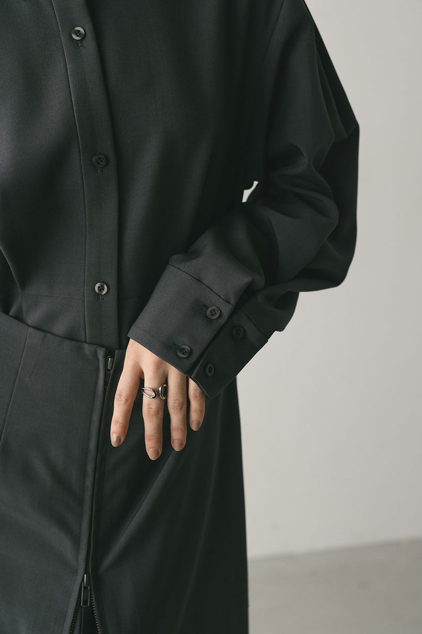 レイヤードシャツワンピース GRY S