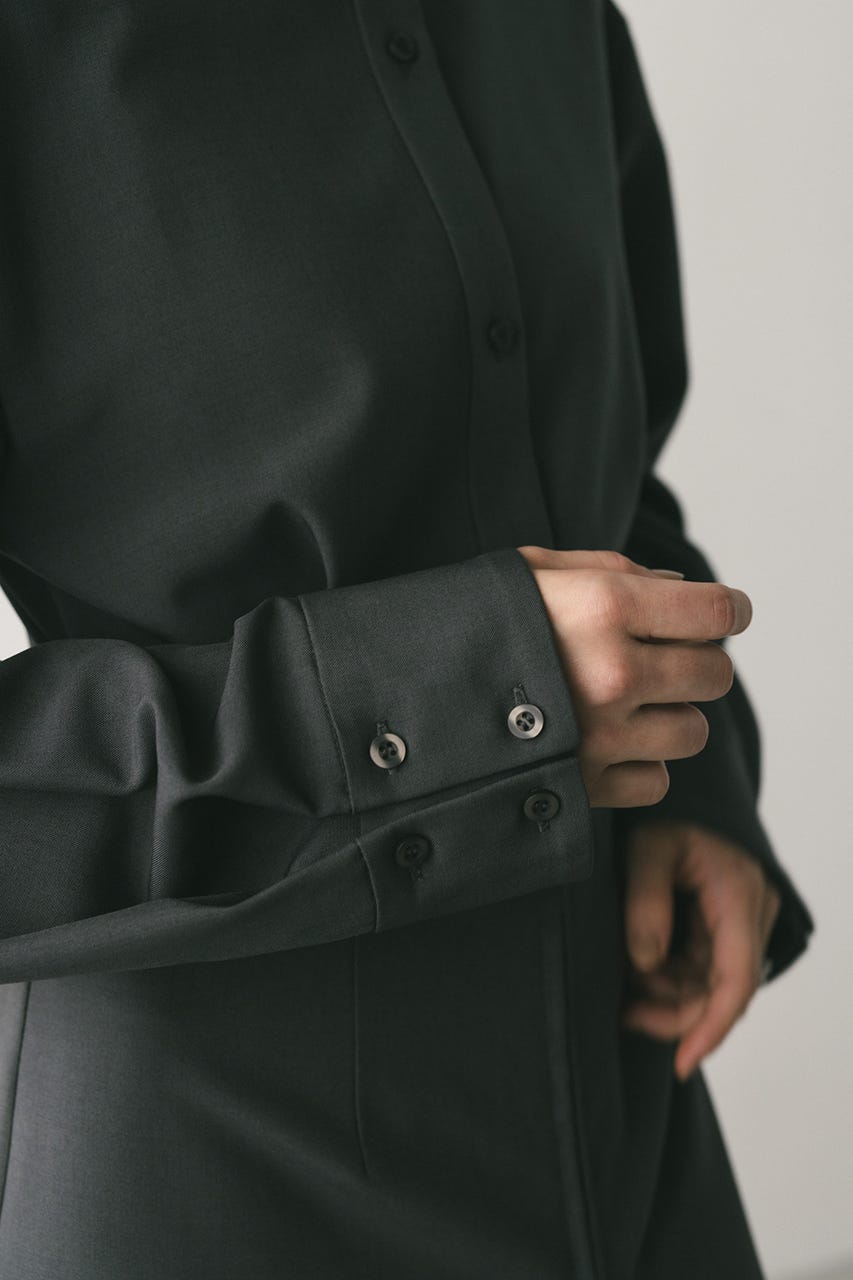 レイヤードシャツワンピース GRY S