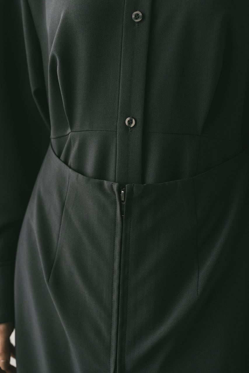 レイヤードシャツワンピース GRY S