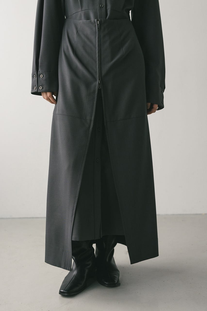 レイヤードシャツワンピース GRY S