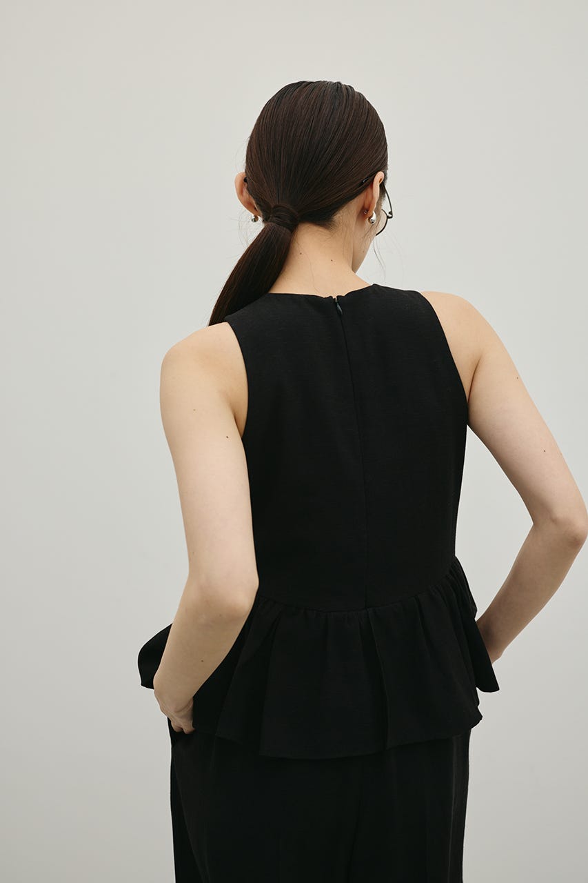 リネンミックスフリルオールインワン BLK S