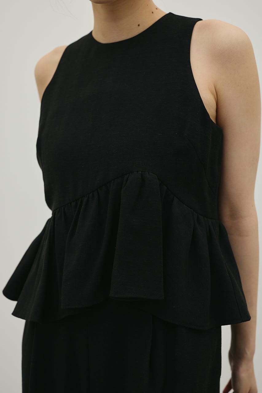 リネンミックスフリルオールインワン BLK S