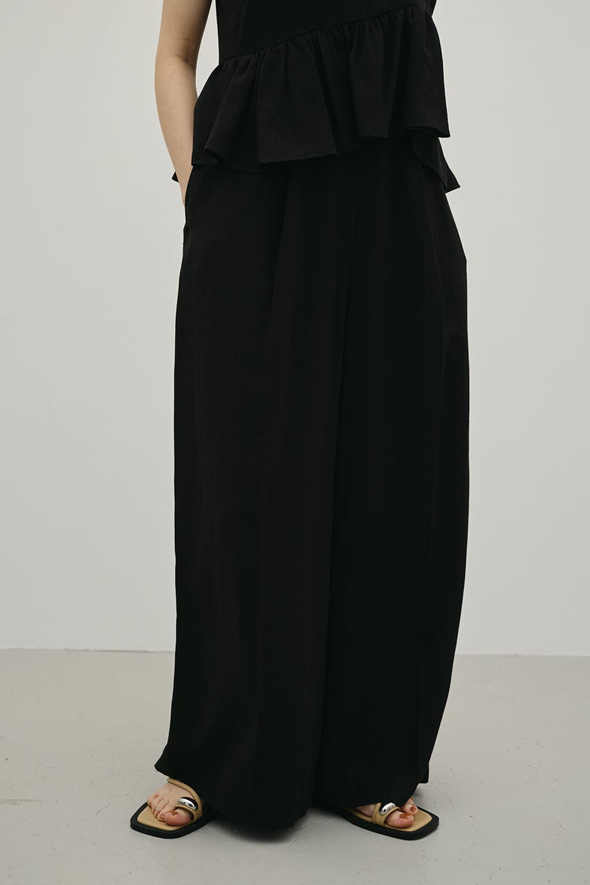 リネンミックスフリルオールインワン BLK S
