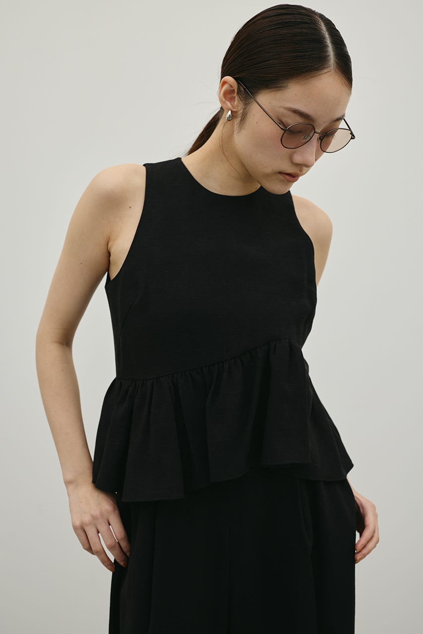 リネンミックスフリルオールインワン BLK S