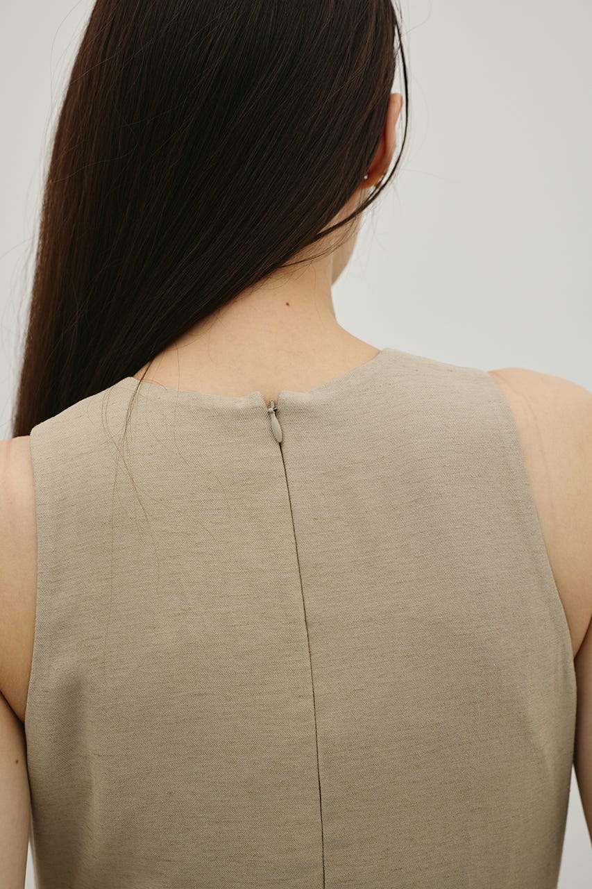 リネンミックスフリルオールインワン L/BEG S