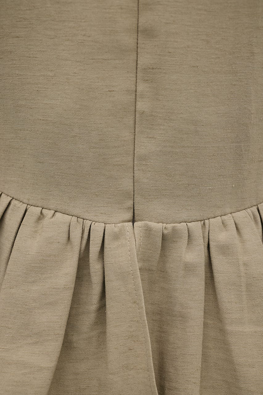 リネンミックスフリルオールインワン L/BEG S