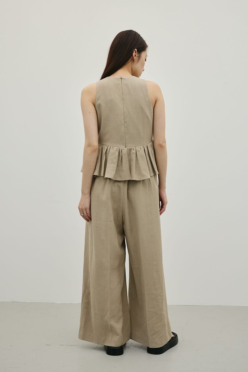 リネンミックスフリルオールインワン L/BEG S