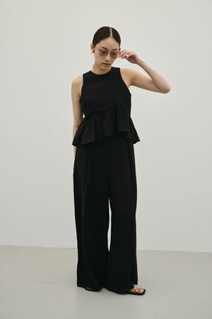 リネンミックスフリルオールインワン