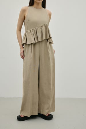 リネンミックスフリルオールインワン