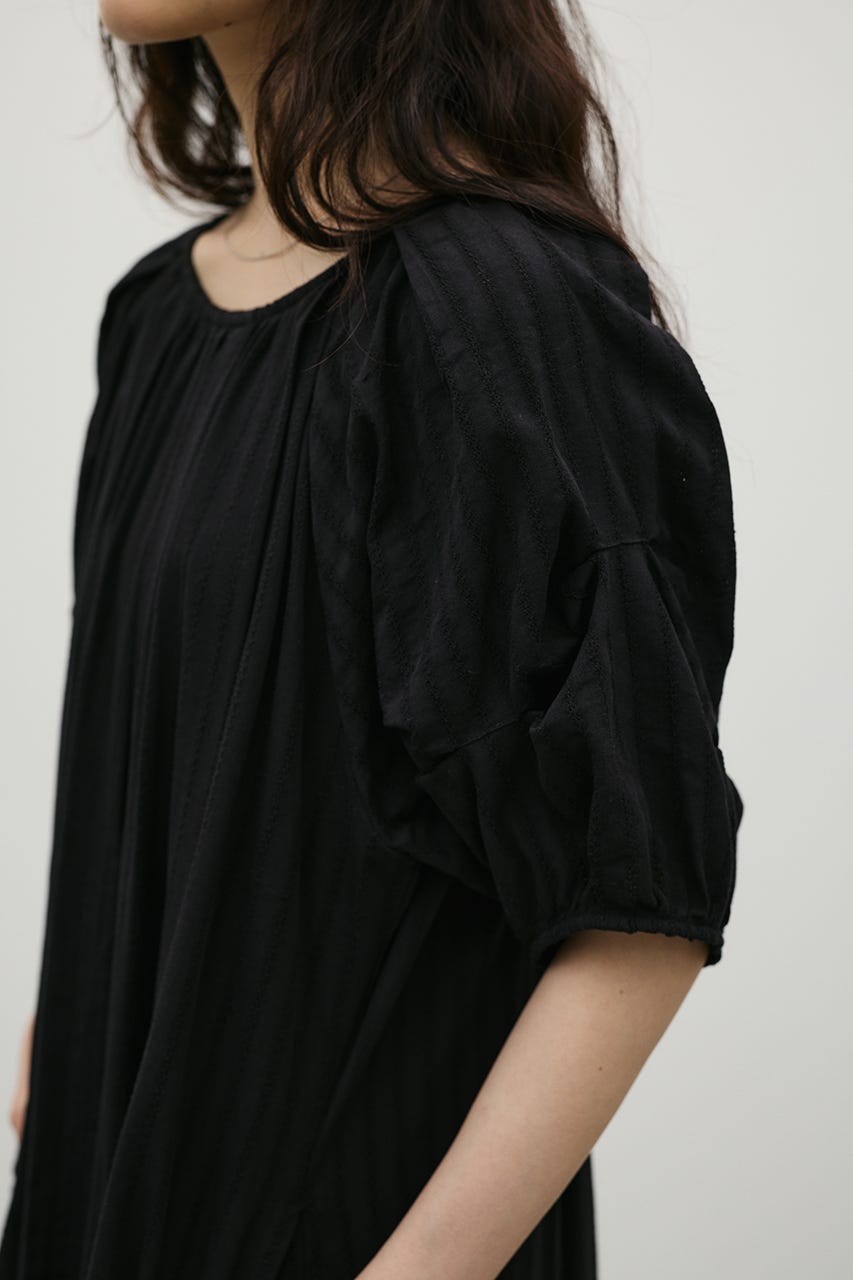 コットンストライプタックスリーブワンピース BLK M