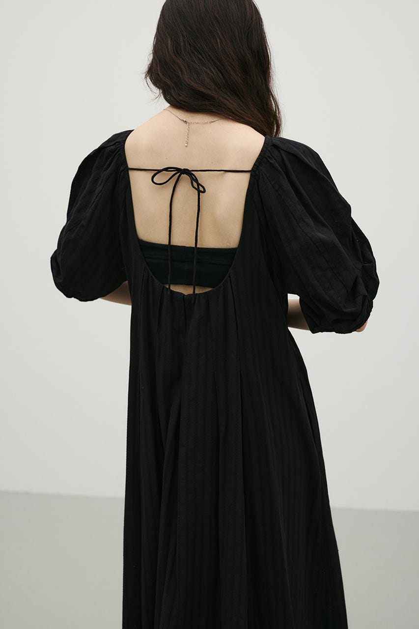 コットンストライプタックスリーブワンピース BLK M