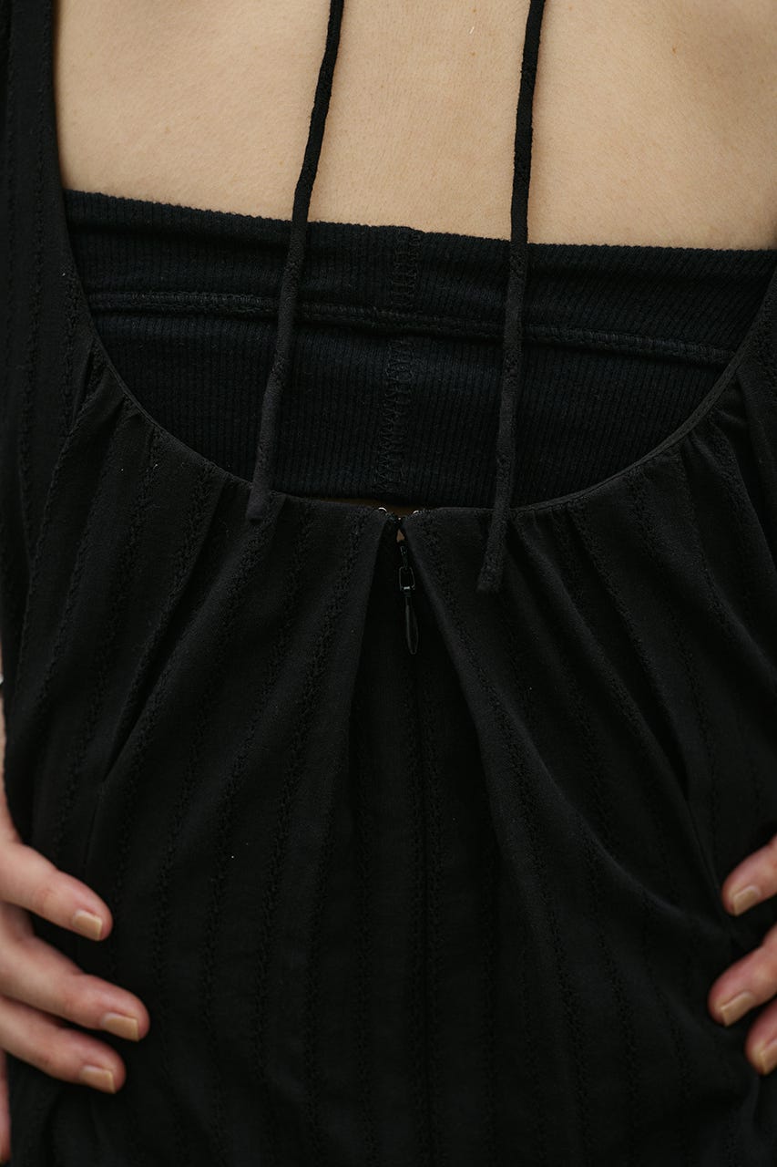 コットンストライプタックスリーブワンピース BLK M