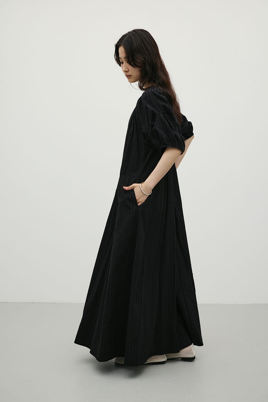 コットンストライプタックスリーブワンピース BLK M