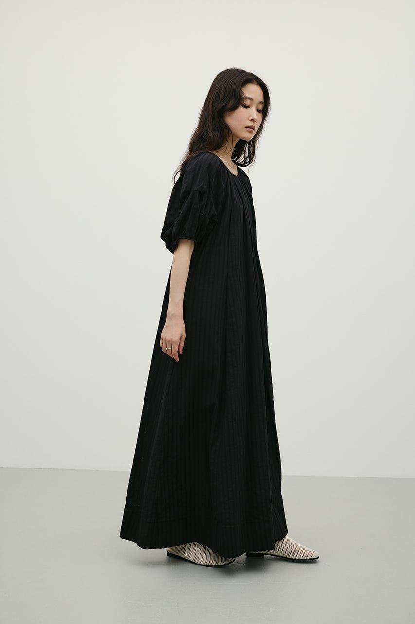 コットンストライプタックスリーブワンピース BLK M