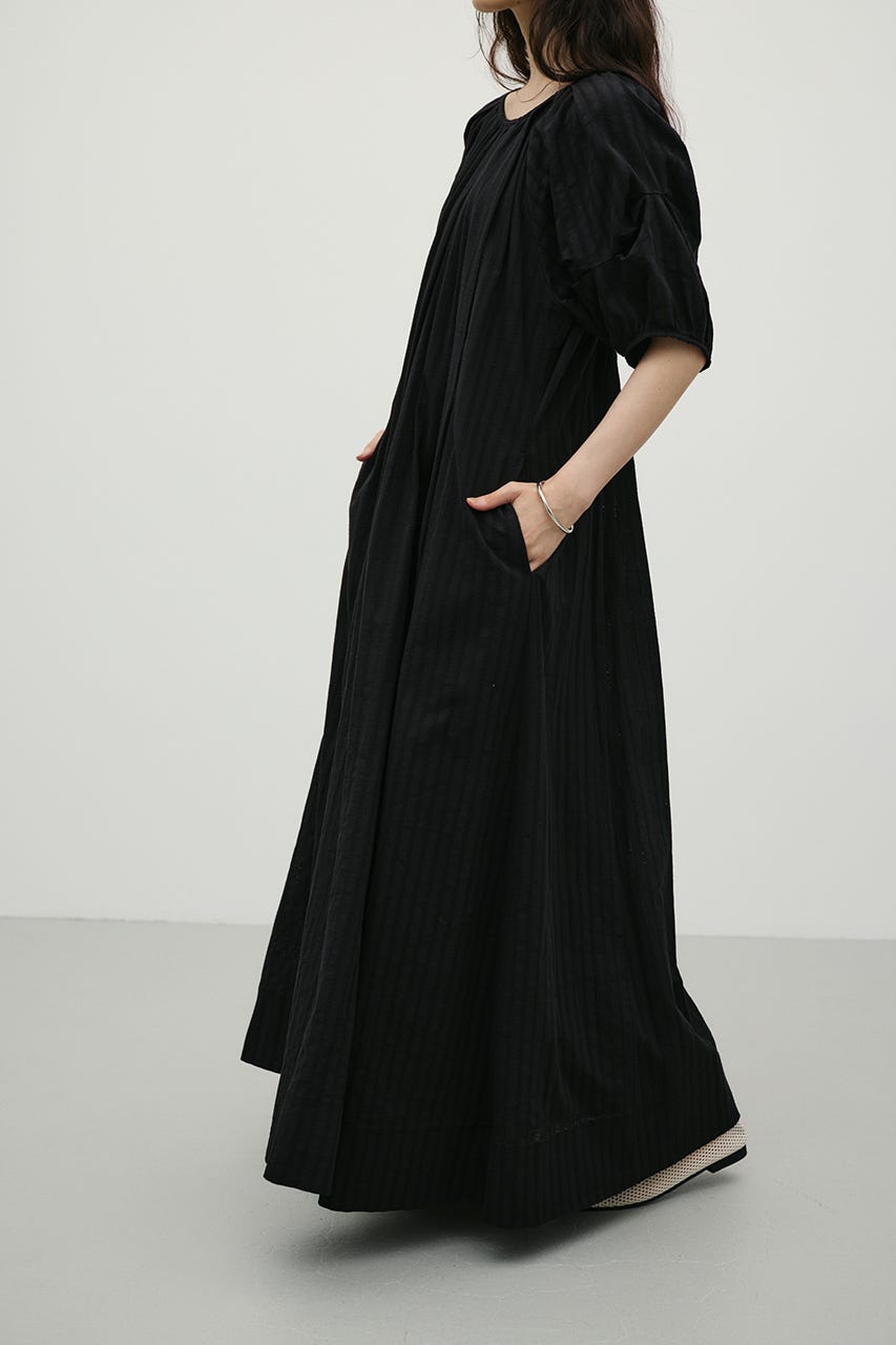 コットンストライプタックスリーブワンピース BLK M