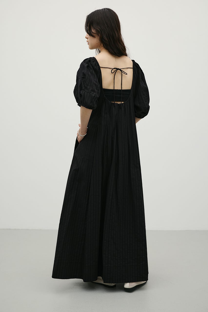 コットンストライプタックスリーブワンピース BLK M