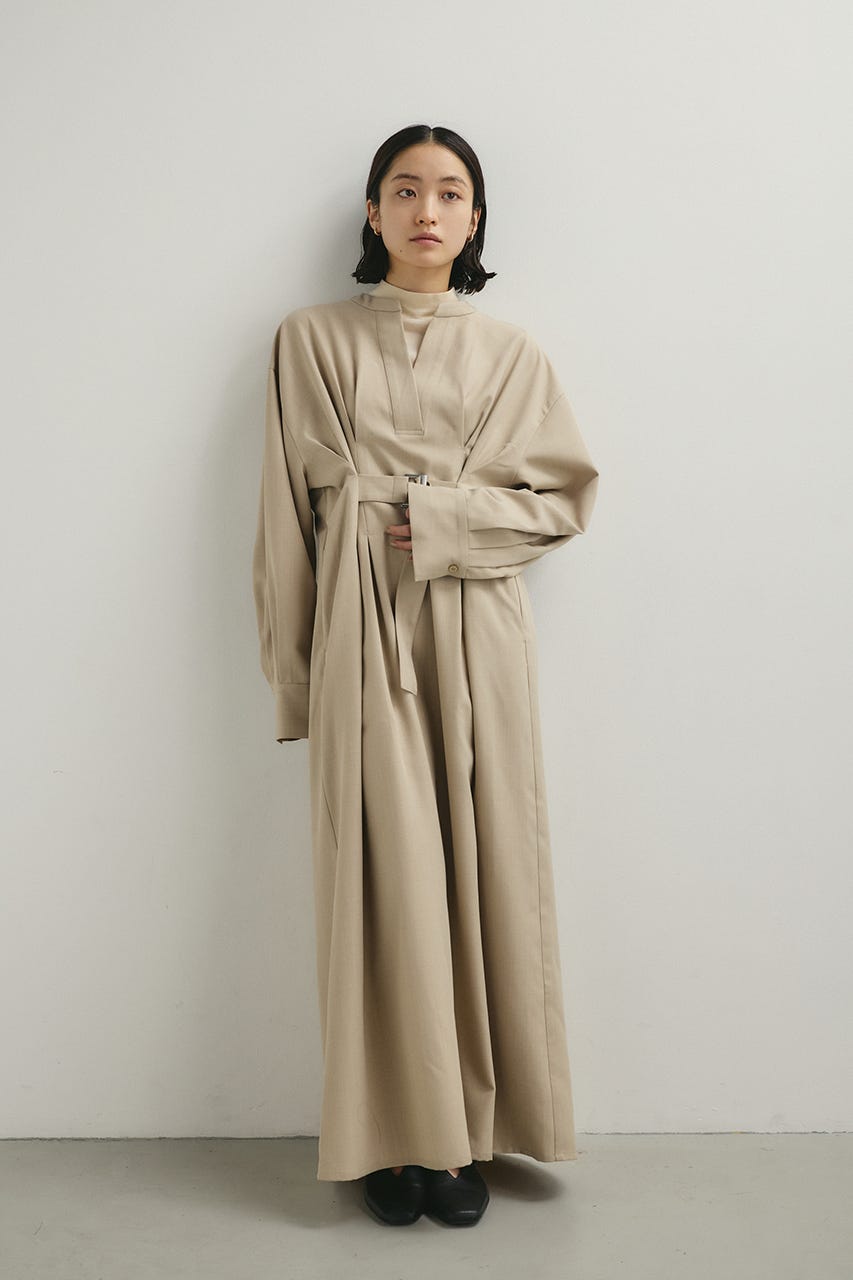 バックルベルトワンピース L/BEG M