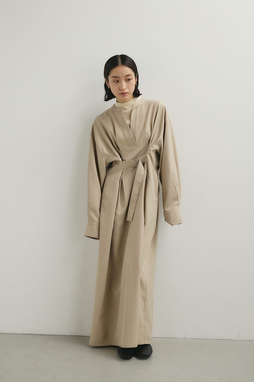 バックルベルトワンピース L/BEG M