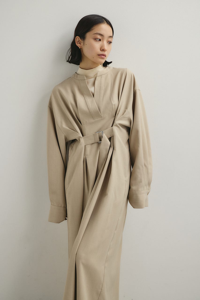 バックルベルトワンピース L/BEG M