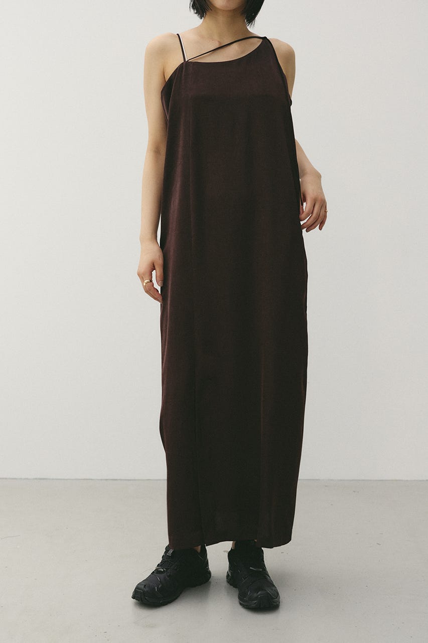 サテンストリングキャミワンピース BRN M