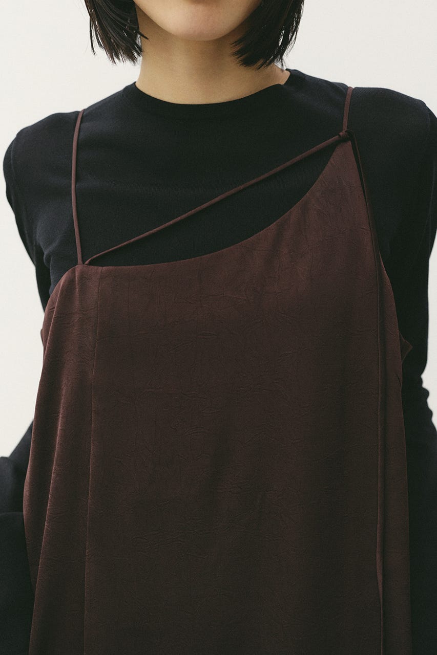 サテンストリングキャミワンピース BRN M