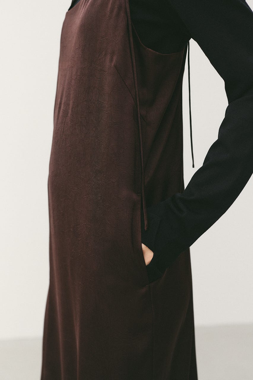 サテンストリングキャミワンピース BRN M