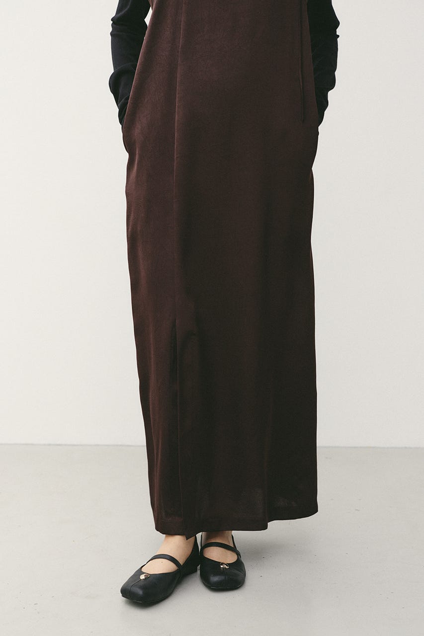 サテンストリングキャミワンピース BRN M