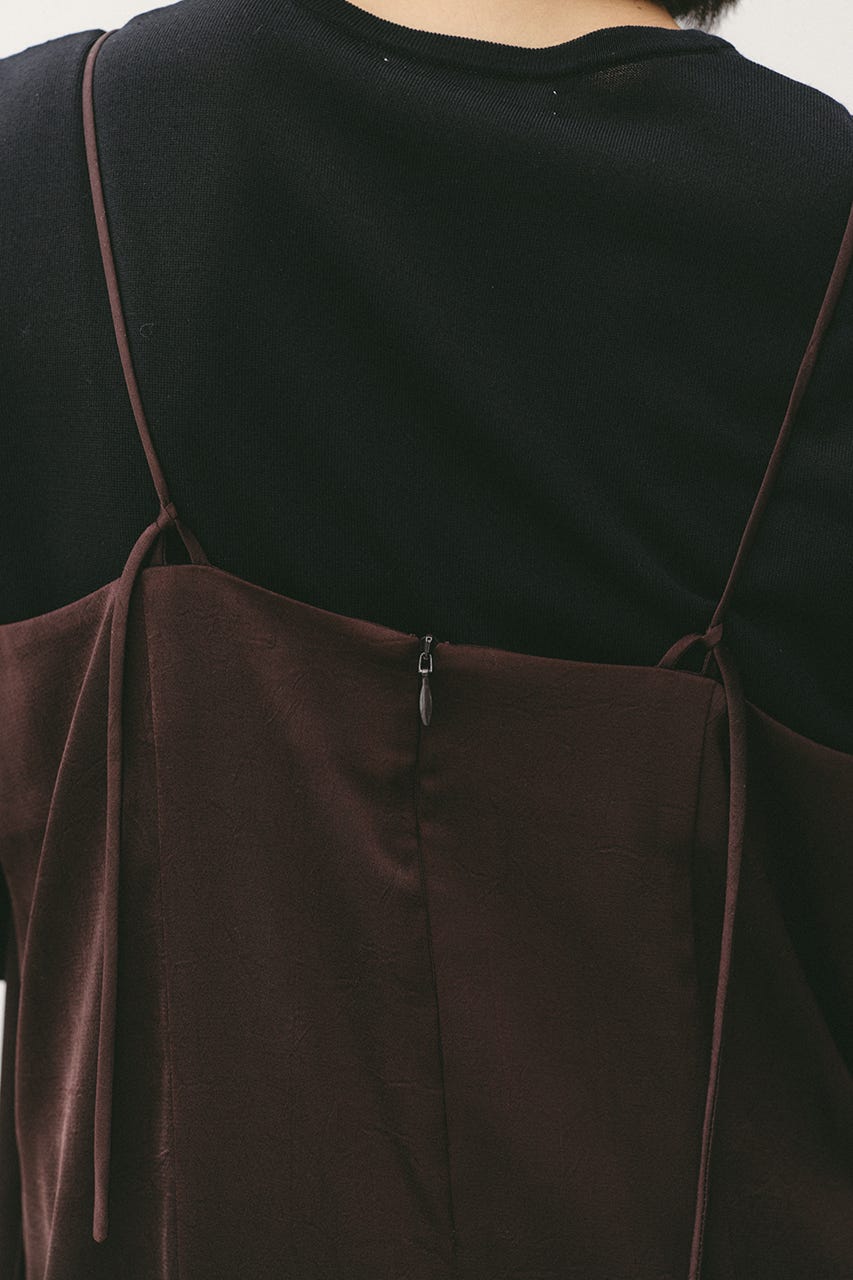 サテンストリングキャミワンピース BRN M