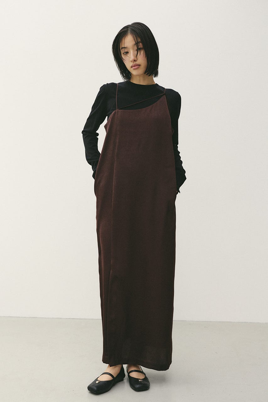 サテンストリングキャミワンピース BRN M