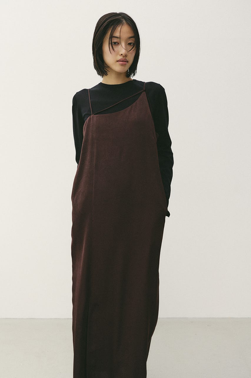 サテンストリングキャミワンピース BRN M