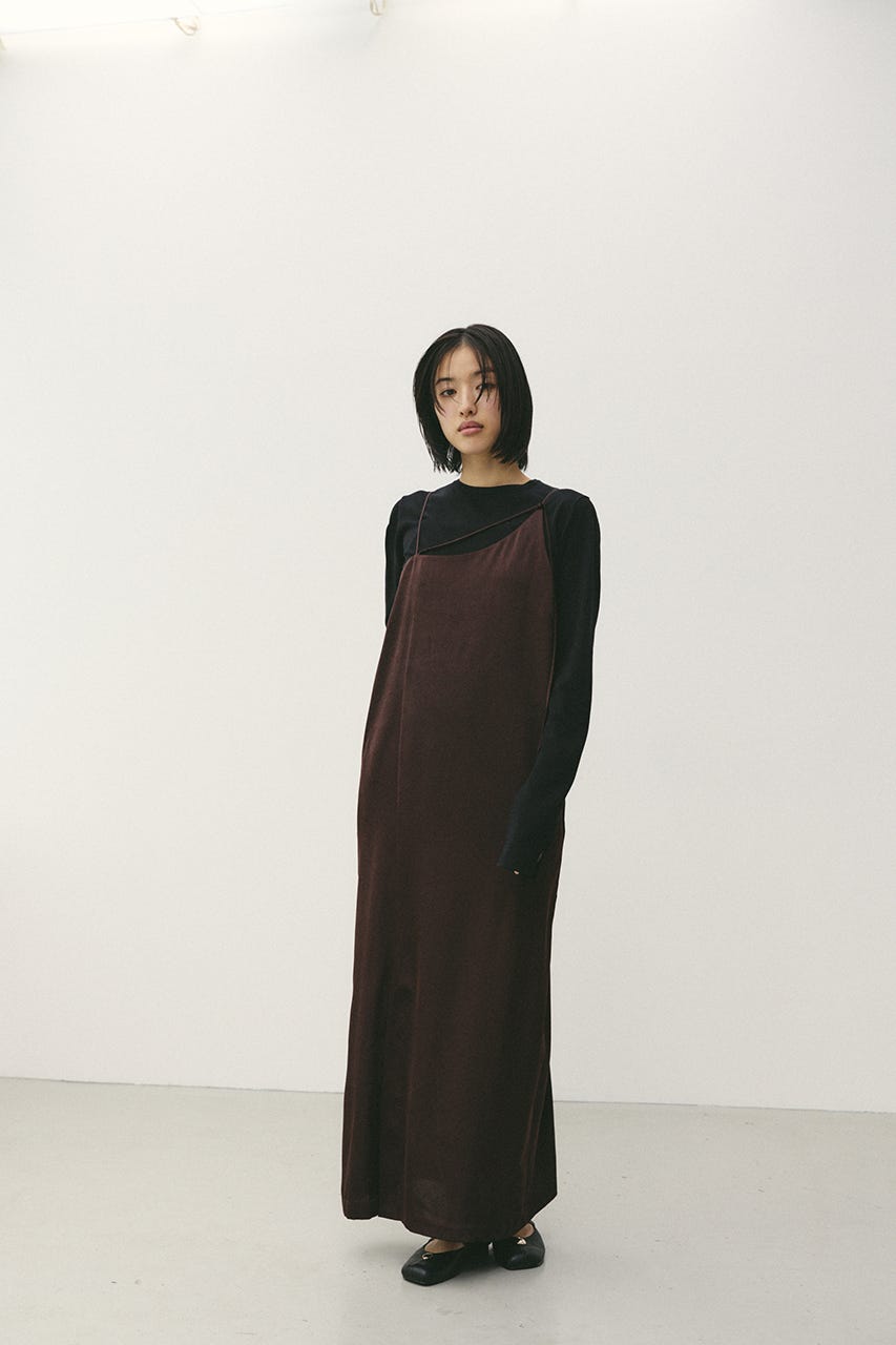 サテンストリングキャミワンピース BRN M