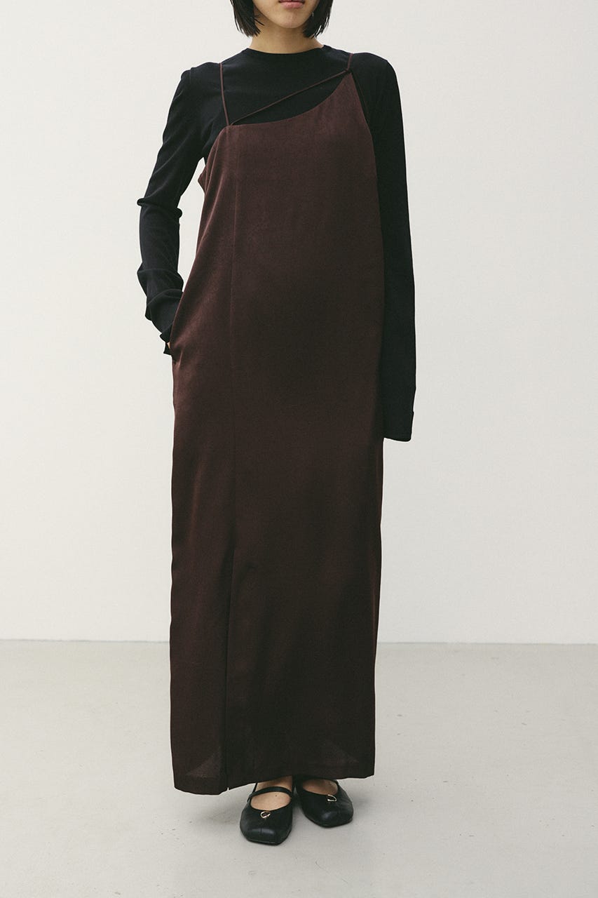 サテンストリングキャミワンピース BRN M