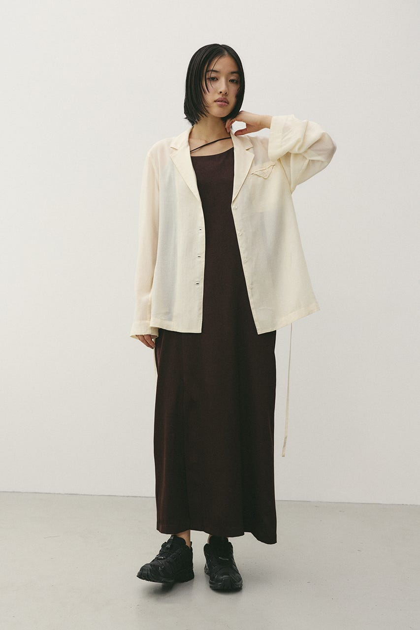 サテンストリングキャミワンピース BRN M