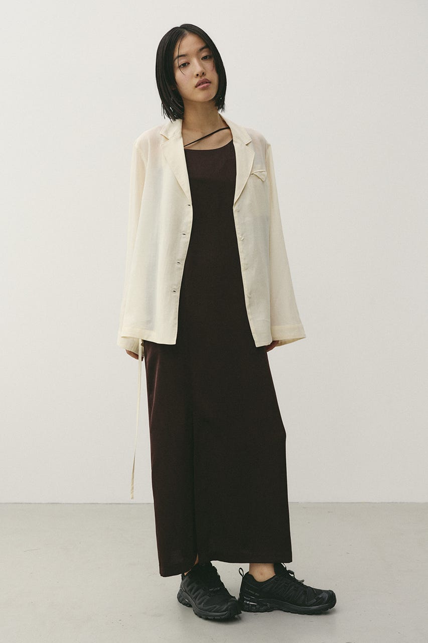 サテンストリングキャミワンピース BRN M