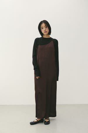 サテンストリングキャミワンピース