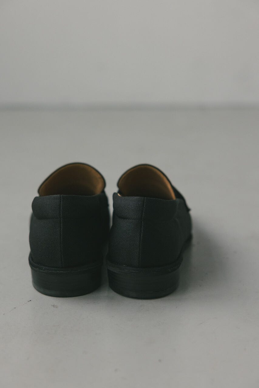 キャンバススクエアローファー BLK S