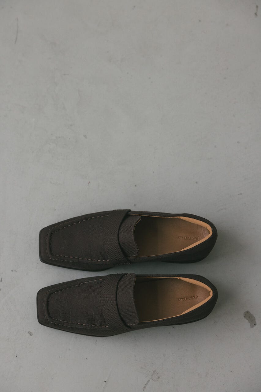 キャンバススクエアローファー BRN M