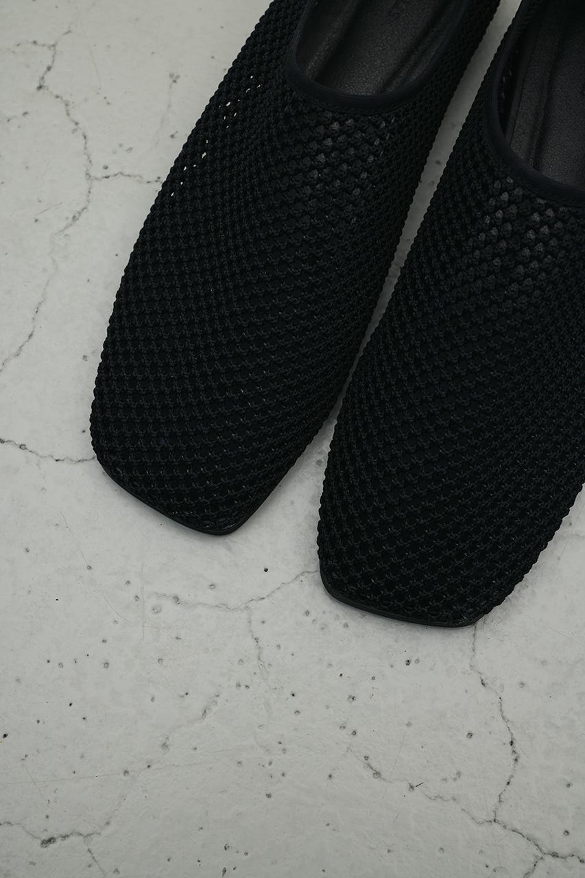 メッシュフラットパンプス BLK L