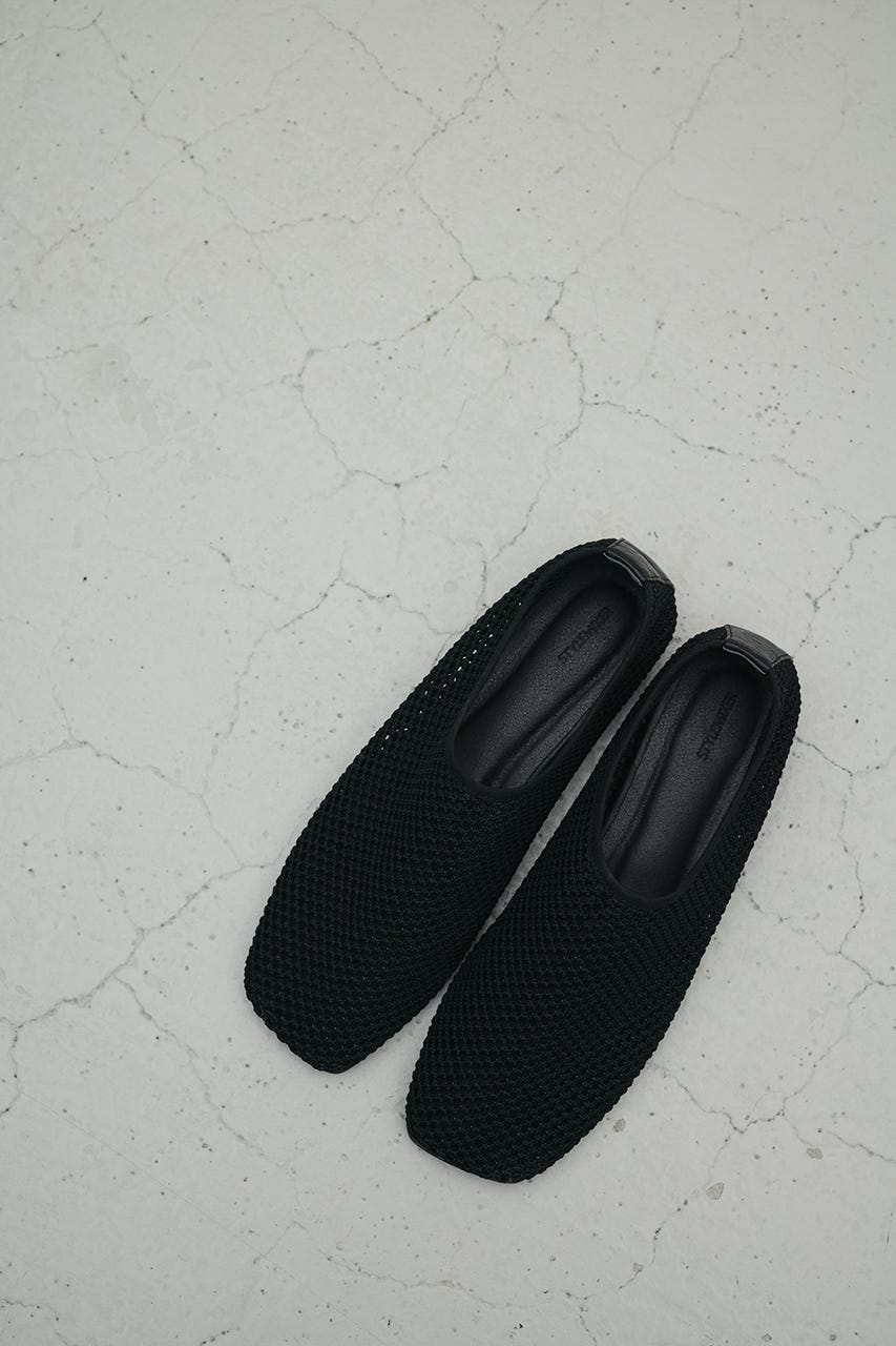 メッシュフラットパンプス BLK L