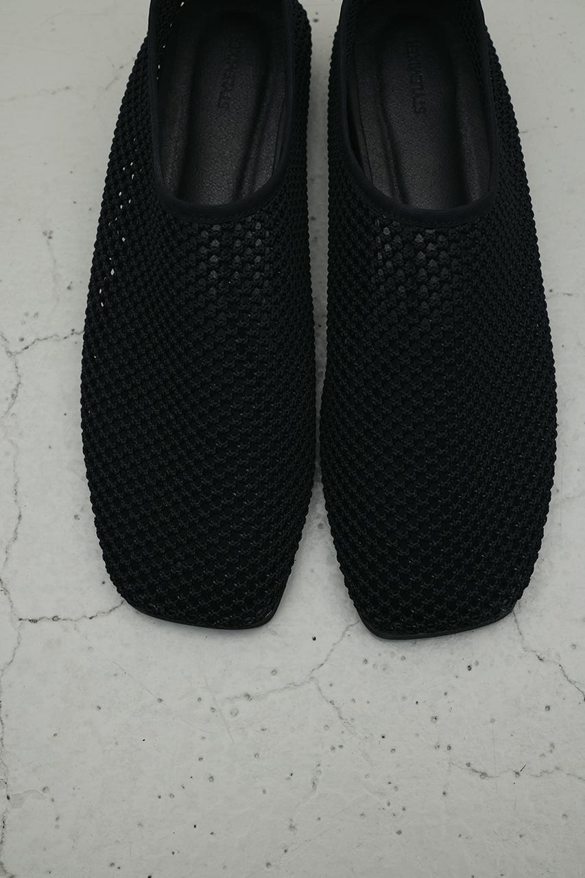 メッシュフラットパンプス BLK L