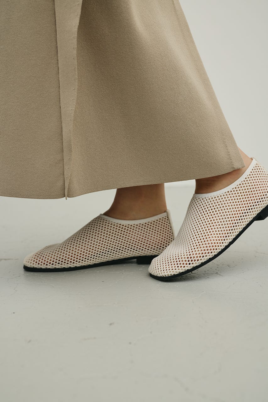 メッシュフラットパンプス WHT L