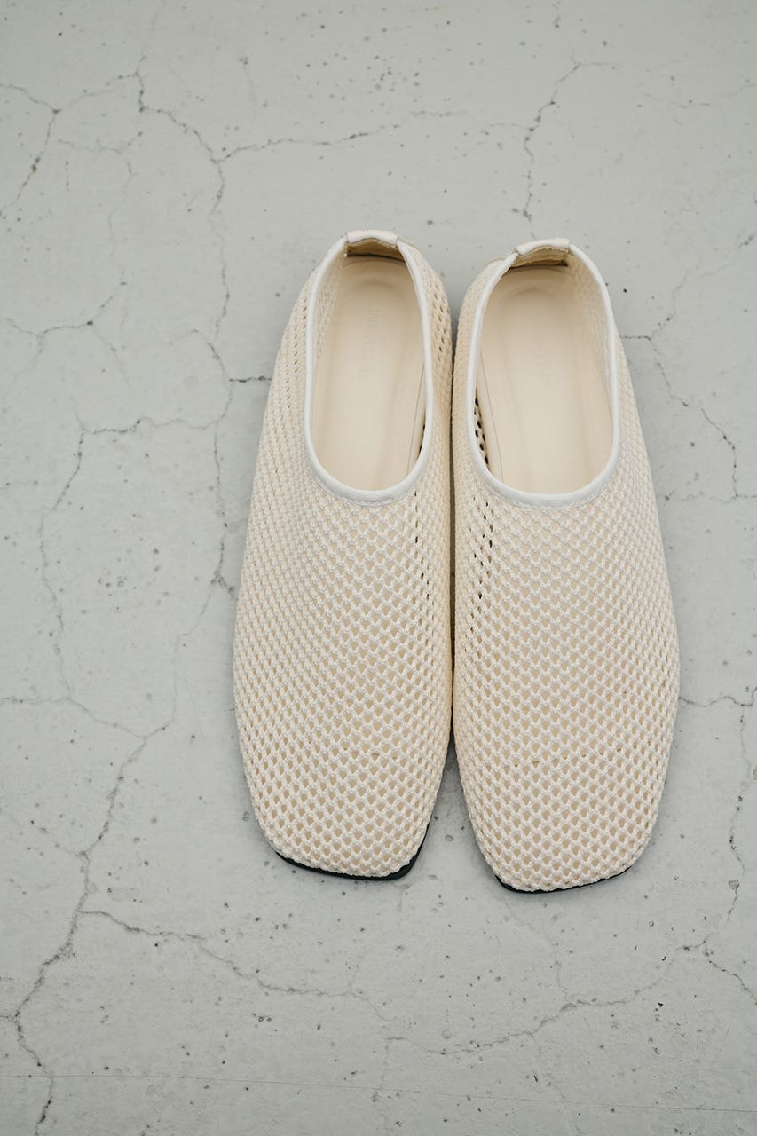 メッシュフラットパンプス WHT L