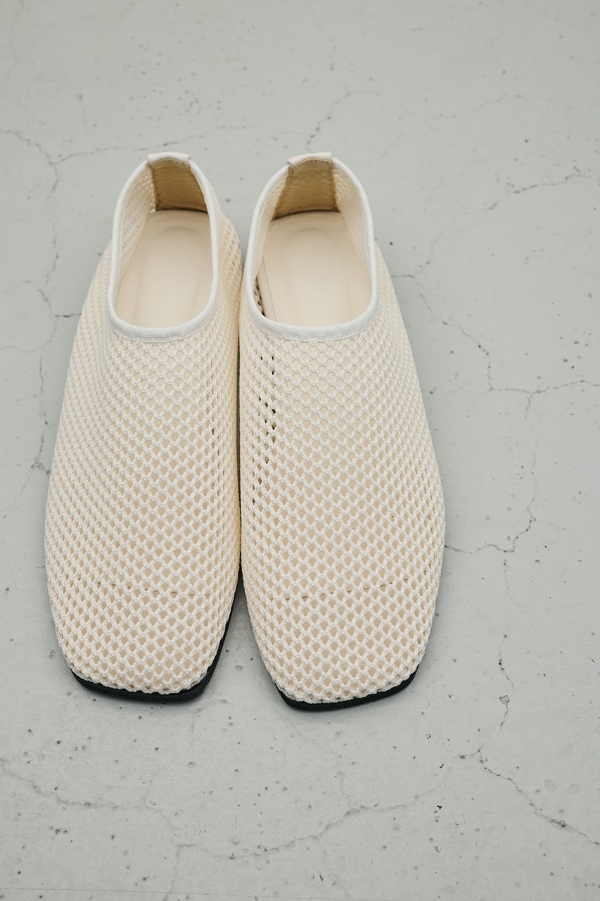 メッシュフラットパンプス WHT L