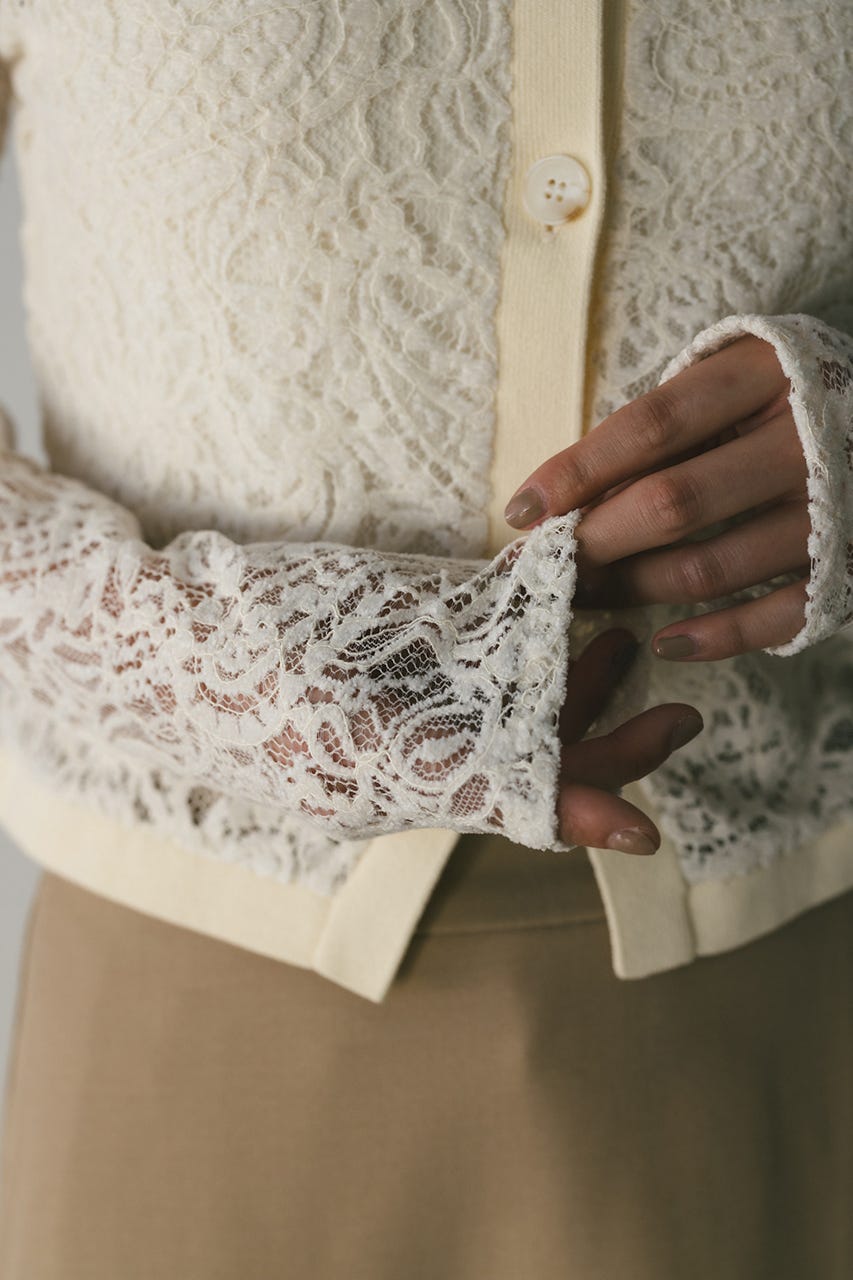 ニュアンスレースニットカーデ IVOY FREE